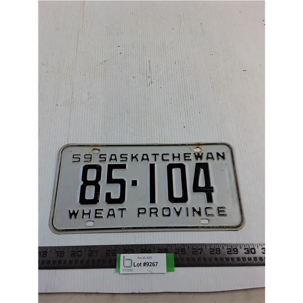 1959 Saskatchewan License Plate
