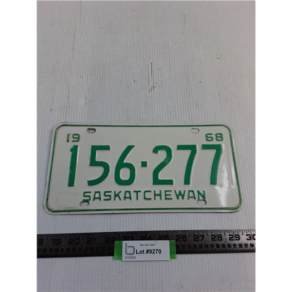 1968 Saskatchewan License Plate