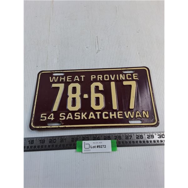 1954 Saskatchewan License Plate