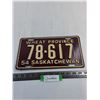 Image 1 : 1954 Saskatchewan License Plate