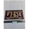 Image 1 : 1954 Saskatchewan "F" License Plate
