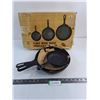 Image 1 : Set of 3 Cast Iron Skillets - NOS - 10", 9", 6" Diameters