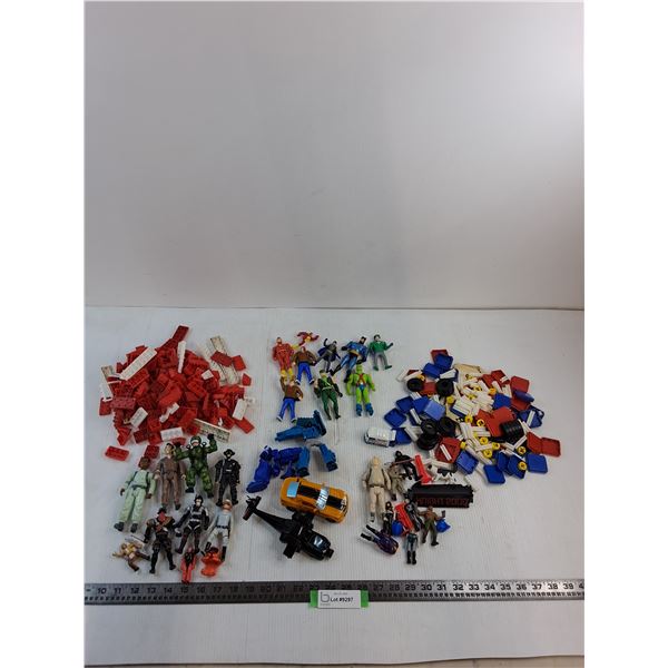 Assorted Action Figures & Building Blocks