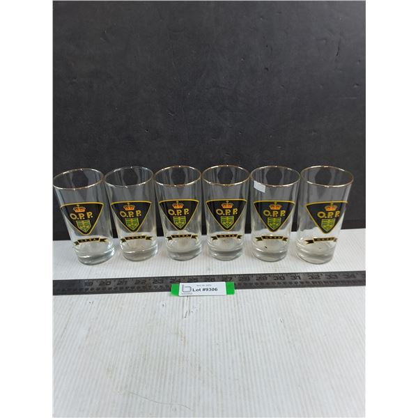Set of 6 O.P.P. Gold-Rim Glasses