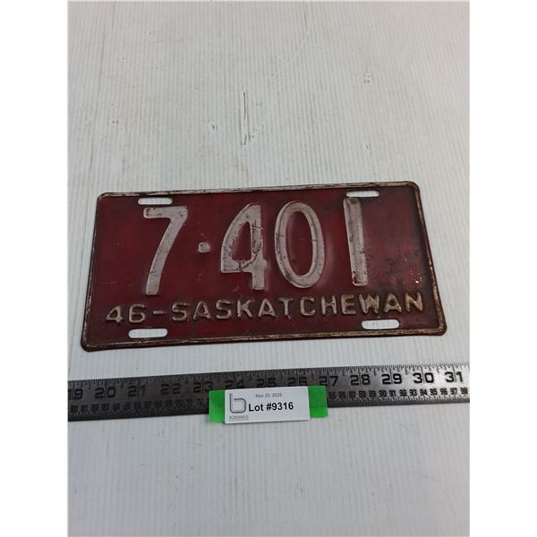 1946 Saskatchewan License Plate