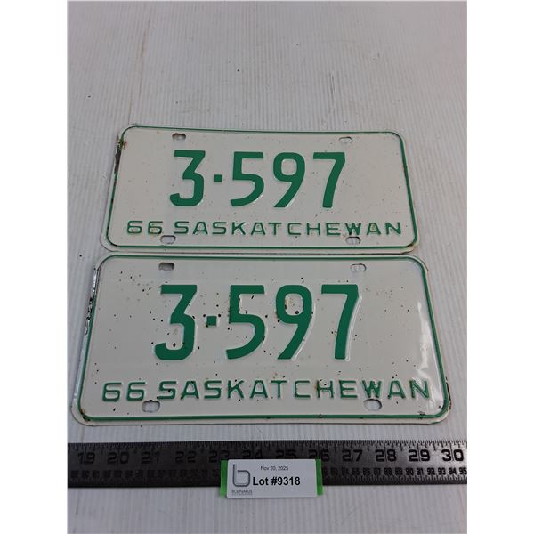 Pair of 1966 Saskatchewan License Plates