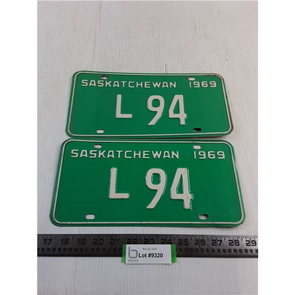 Pair of 1969 Saskatchewan License Plates