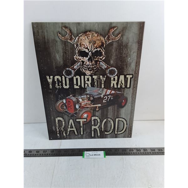 "You Dirty Rat" Rat Rod Metal Wall Poster - 16" x 12.5"