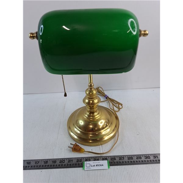 Vintage Brass Desk Lamp - Tested - 15" High x 10" Width