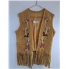 Image 1 : Indigenous Handmade Beaded Leather Vest - Size Small Approx