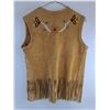 Image 2 : Indigenous Handmade Beaded Leather Vest - Size Small Approx