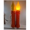 Image 1 : * Pair of Electrified Blow-Mold Noel Candles - Tested (1 No Light) - 37" High - Pickup Only