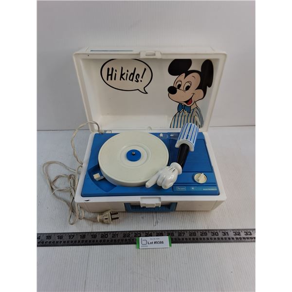 Vintage Sears Mickey Mouse Record Player - Powers On