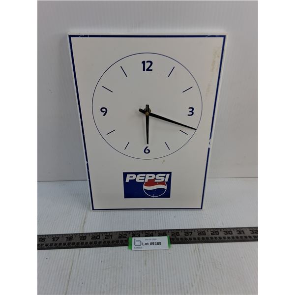 Vintage Battery Powered Metal Pepsi Wall Clock - 9.5" x 13.5"