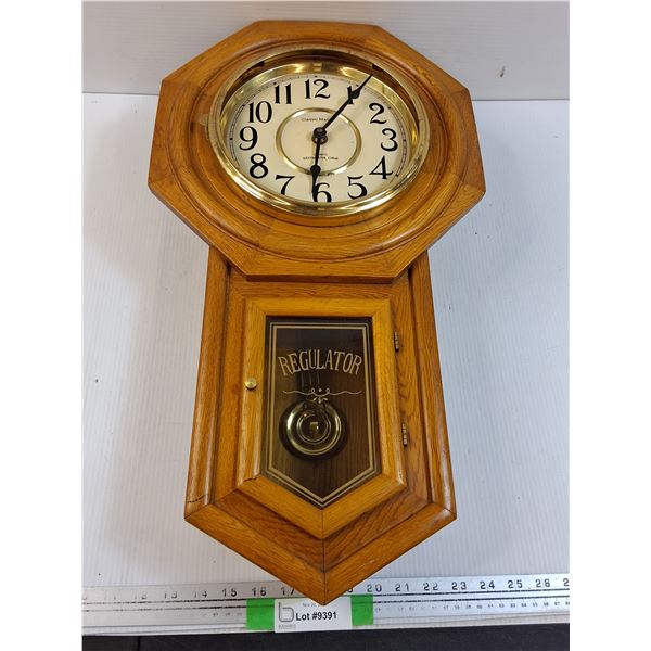 Westminster Chime Quartz Wall Clock - Classic Manor - Glass Front Missing - AS IS - 23" x 13" x 5.5"