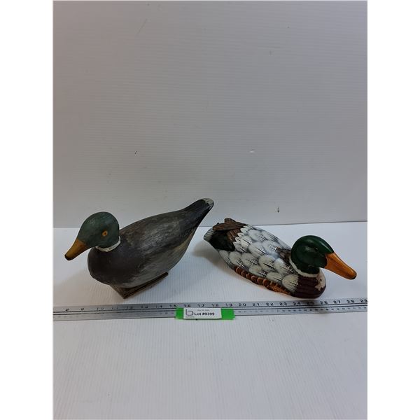 (2) Wooden Duck Decoy Decor - 12" Long Each