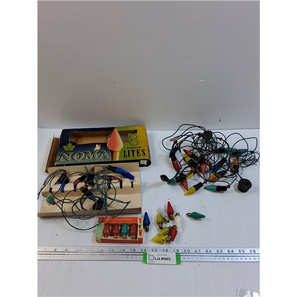 (2) Vintage Christmas Light Sets & Extra Bulbs - May Need TLC