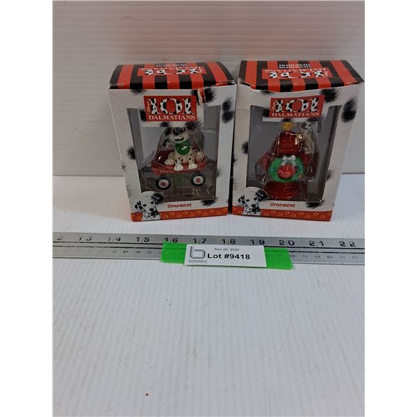 (2) 101 Dalmations Christmas Tree Ornaments in Boxes