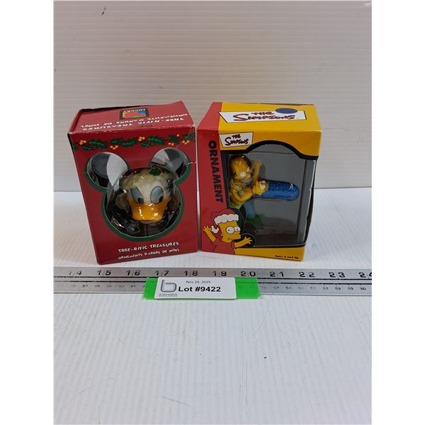 (2) Christmas Tree Ornament: Simpsons & Donald Duck
