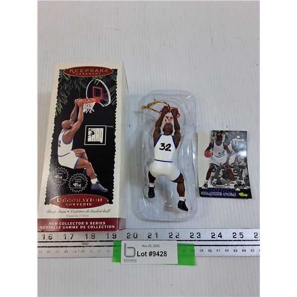 Shaquille O'Neal Christmas Tree Ornament & Trading Card w/Original Box