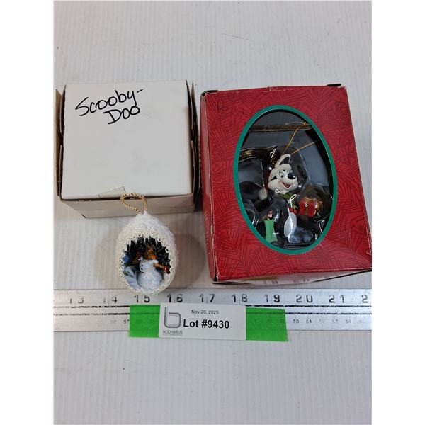 (2) Christmas Tree Ornament: Scooby Doo, Looney Tunes Peppy