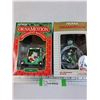 Image 1 : (2)  Ornamotion -Christmas Tree Ornaments: Motion Dinosaur, Santa Golf Cart - working