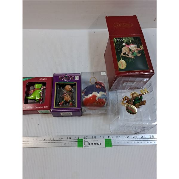(4) Christmas Tree Ornament: Mouse, Dinosaur, Santa Reindeer, Coca Cola