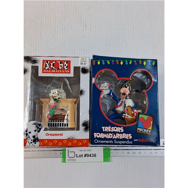(2) Christmas Tree Ornament: 101 Dalmations & Goofy