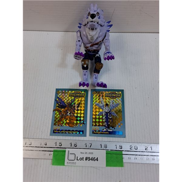 Digimon - Bandai WereGarurumon, (2) Digimon: MetalGreymon & Angemon Trading Cards