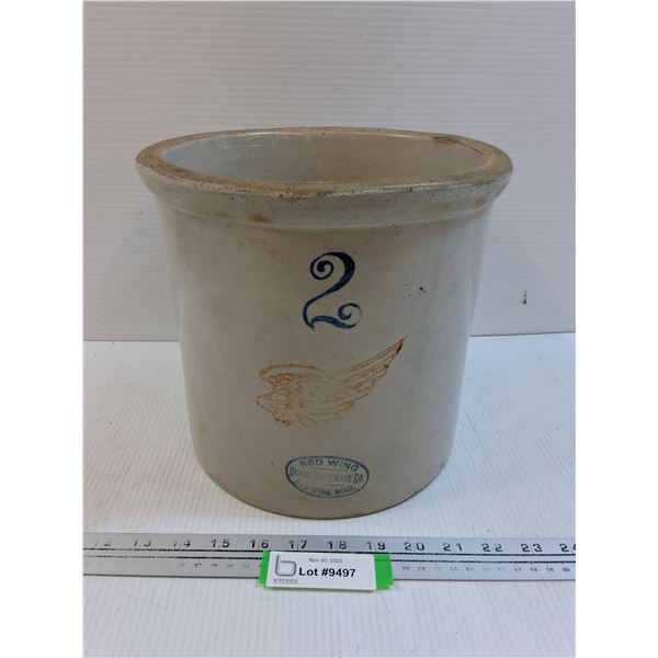 Vintage Red Wing #2 Crock - 9" x 9.5"