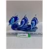 Image 1 : Dolphin Art Glass Figurine (One Tail Worn, as Pictured) - 7.5 " x 4" x 4.5"