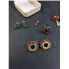 Image 2 : Christmas Earrings & Ring (Some Wear) & Case