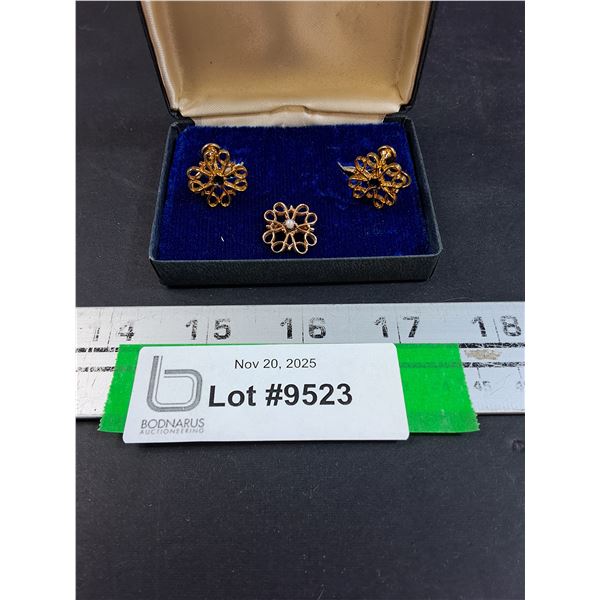 Vintage Clip-on Earrings & Necklace Pendant (10K Engraved Marking)