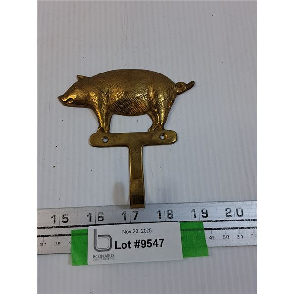 Brass Pig Key Holder - 5" x 4"