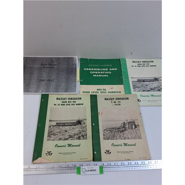 (5) Manual Books: Massey-Harris & Ferguson, John Deere - As Is