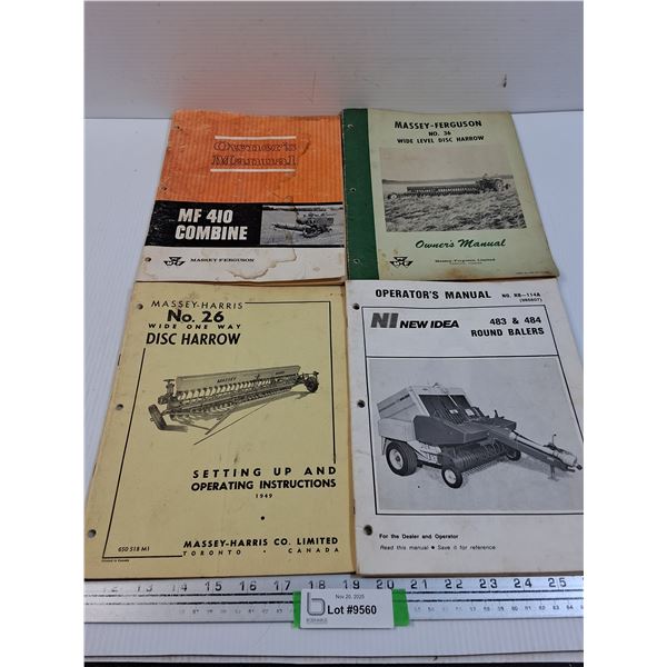 (4) Manuals: Massey-Ferguson & Harris, New Idea