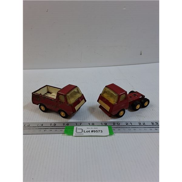 (2) Vintage Pressed Metal Tonka Trucks - 4.5" Long