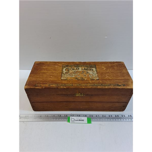 Vintage Gold Label Dispensing Box - 14" x 6" x 5"