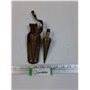 Image 1 : Vintage Brass Plumb (5.5" Long) & Leather Sheath