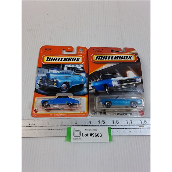 (2) Matchbox Die Cast Vehicle Toys - Camaro & Cadillac