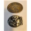 Image 2 : Deer Belt Buckle,Labatts 50 Belt Buckle and (3) Old Western Post Cards
