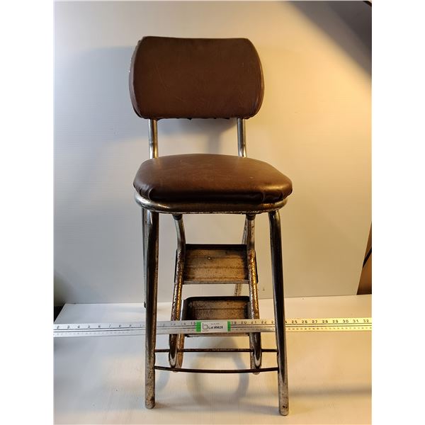 *Vintage Chrome Kitchen Step Stool-rusty and needs cleaning