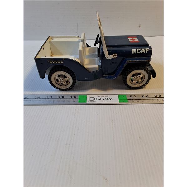 Vintage Tonka RCAF Model Jeep  in Tin Plate and White Plastic-10" long