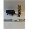 Image 1 : Brass Dog and Ceramic Bull