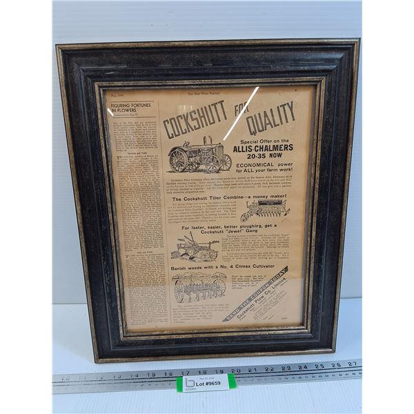 Vintage Cockshutt Plow Co. Advertisement - 15" x 18"
