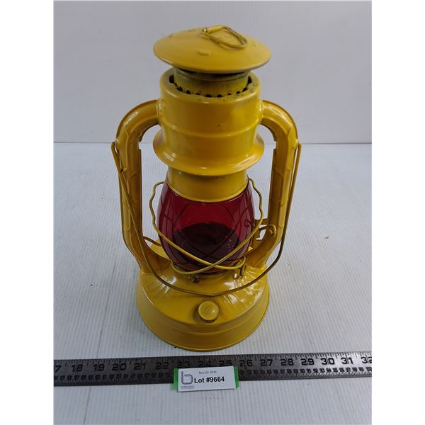 Vintage Dietz #8 Air Pilot Red Glass Oil Lantern - 13.5" High x 7.5" Diameter