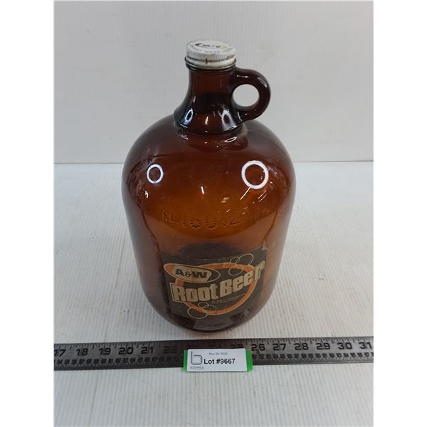 Vintage 'Dark Amber' Glass A&W Rootbeer 160 oz. Jug - 12" Tall - Pickup Preferred