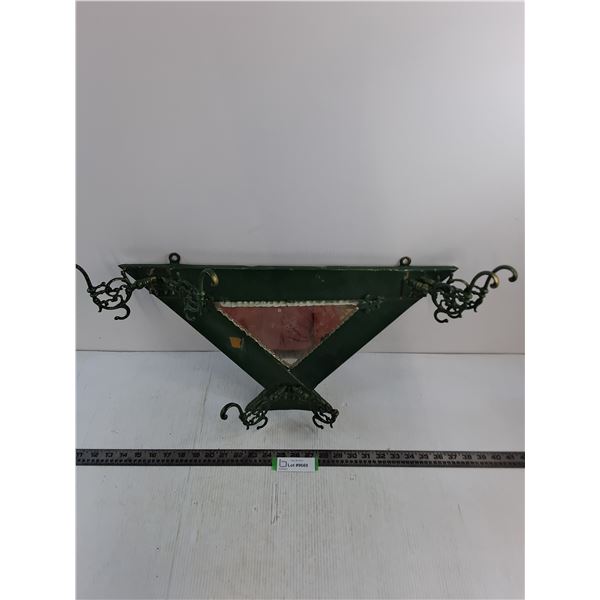Vintage Metal Frame Mirrored Coat Rack - 23" x 12" - 1 Metal Hook Broken - Pickup Preferred