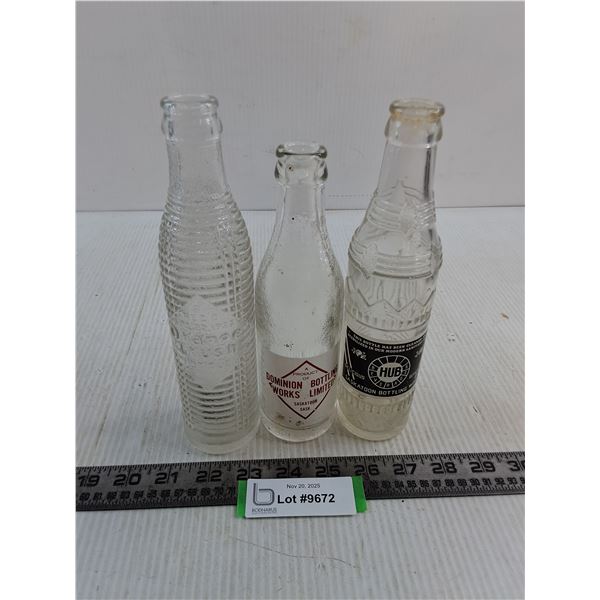 (3) Vintage Glass Pop Bottles