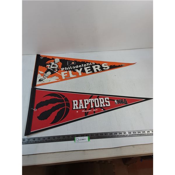(2) 30" Long Pennants (Philadelphia Flyers & Toronto Raptors)